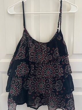 Roxy Black Tiered Floral Spaghetti Strap Cami
